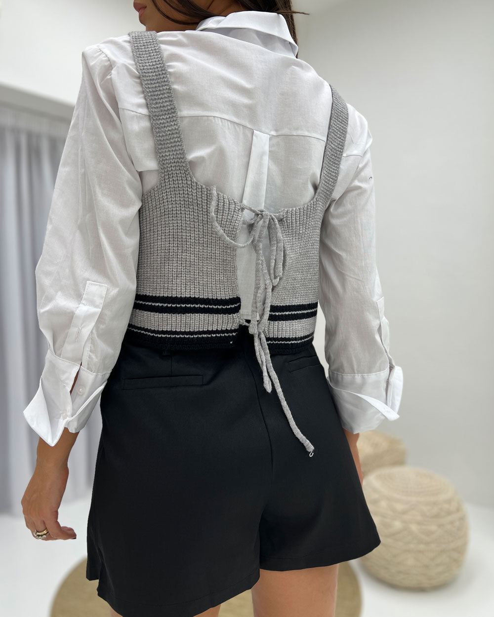 Canotta strisce a contrasto Grigio