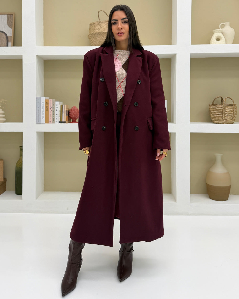 Cappotto cintura RETRO Bordeaux