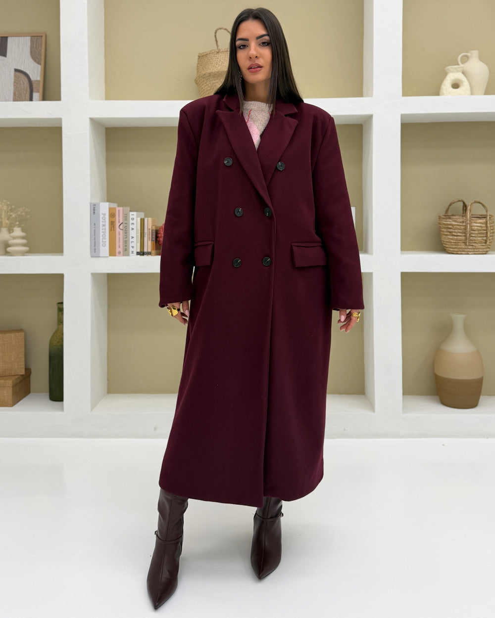 Cappotto cintura RETRO Bordeaux