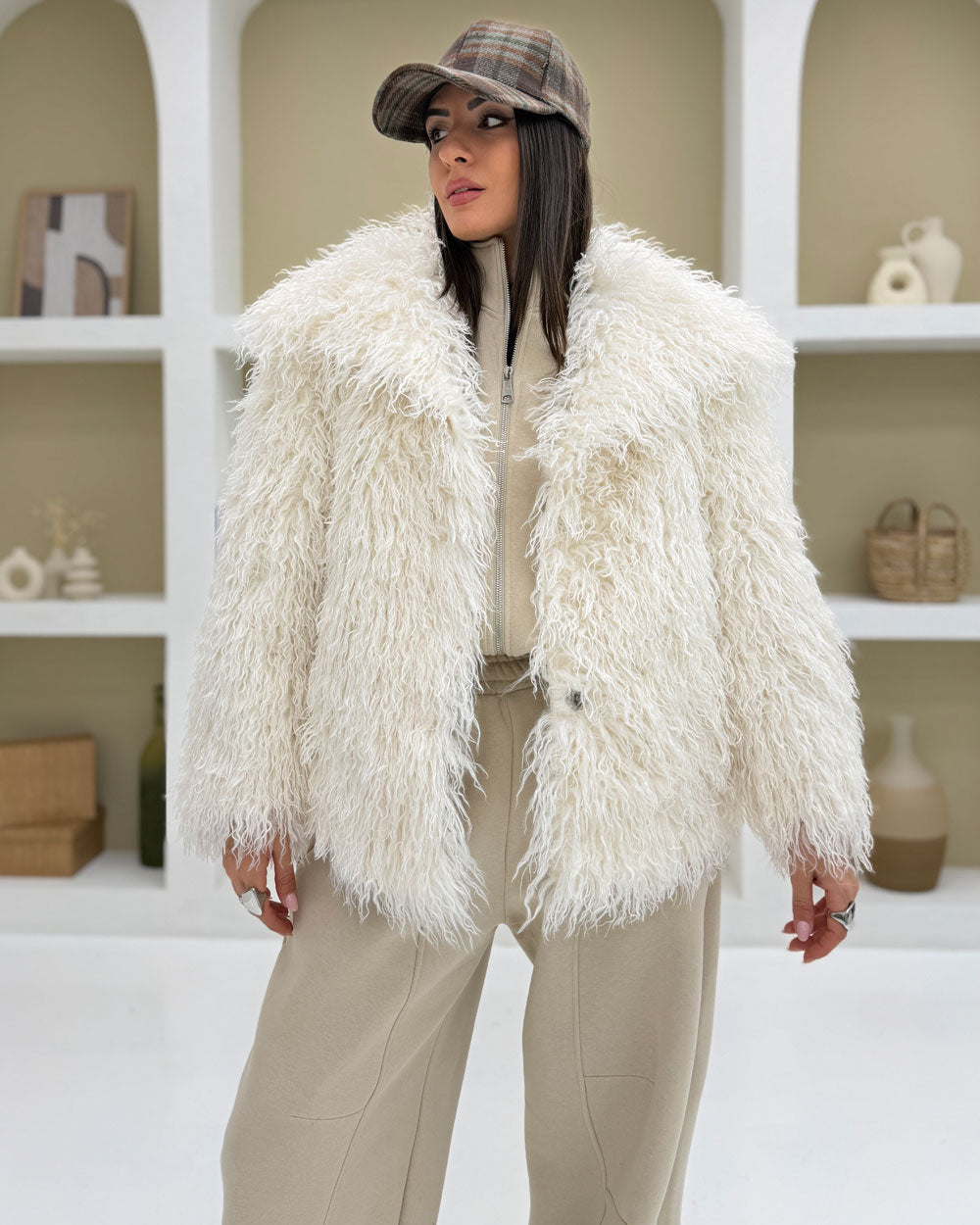 Eco-fur pelo lungo Bianco