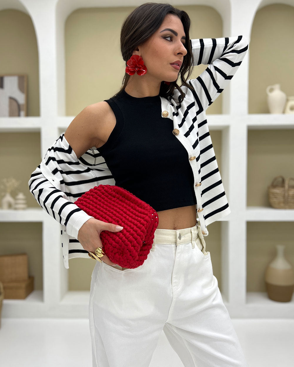 Jeans straight doppio bottone Bianco