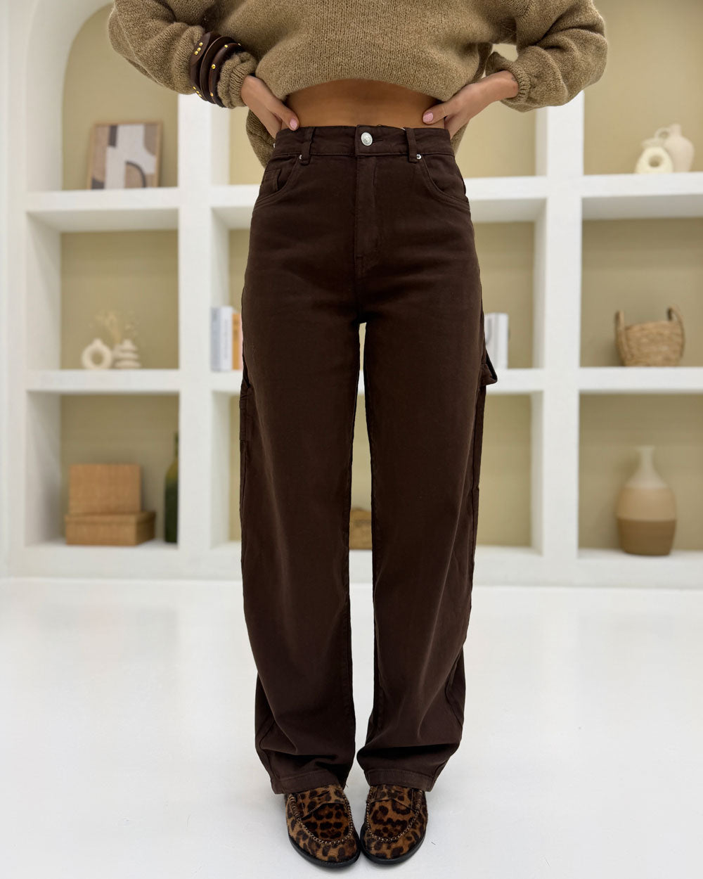 Jeans wide ballon 8948 Marrone