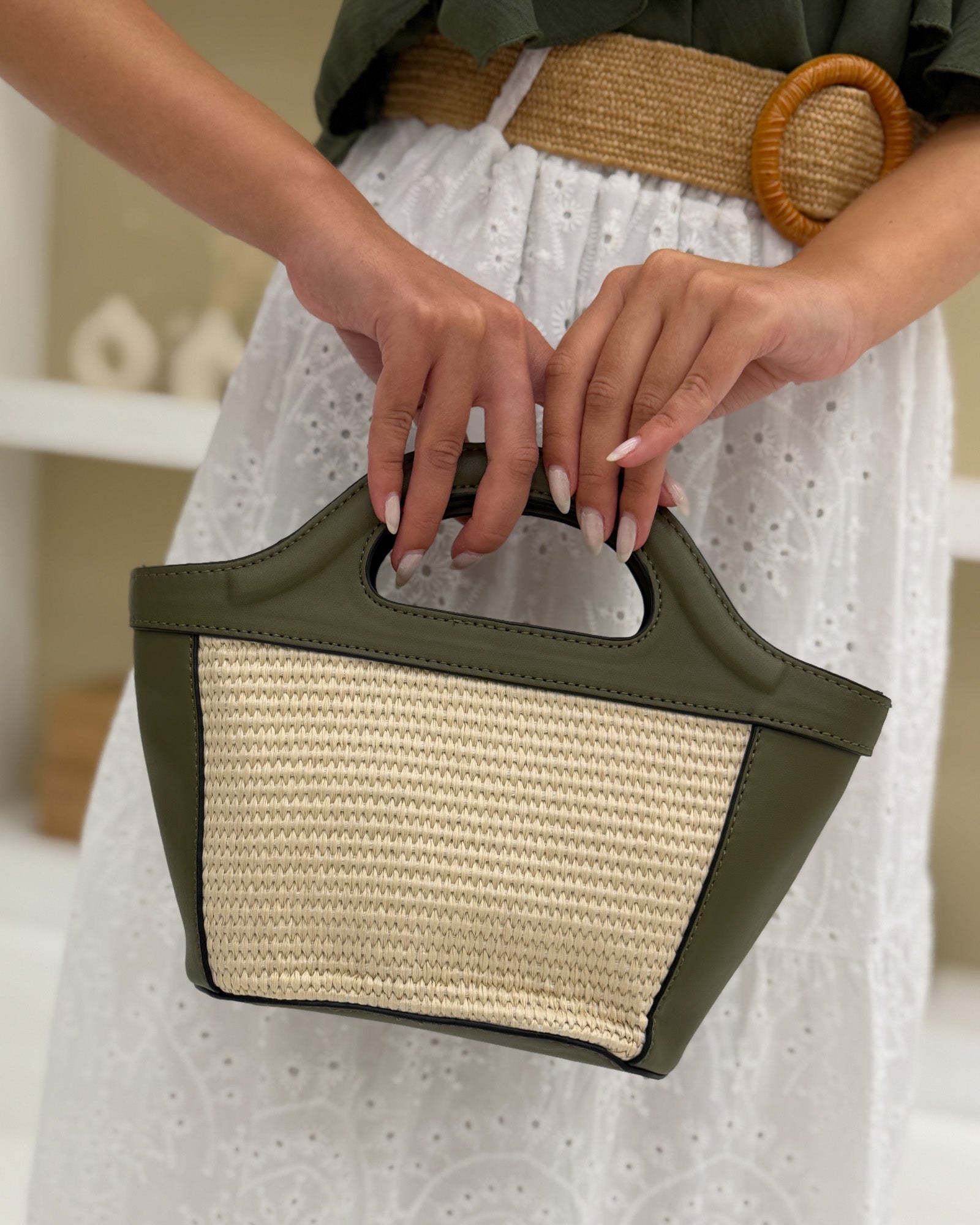 Borsa Manico Bicolor Verde