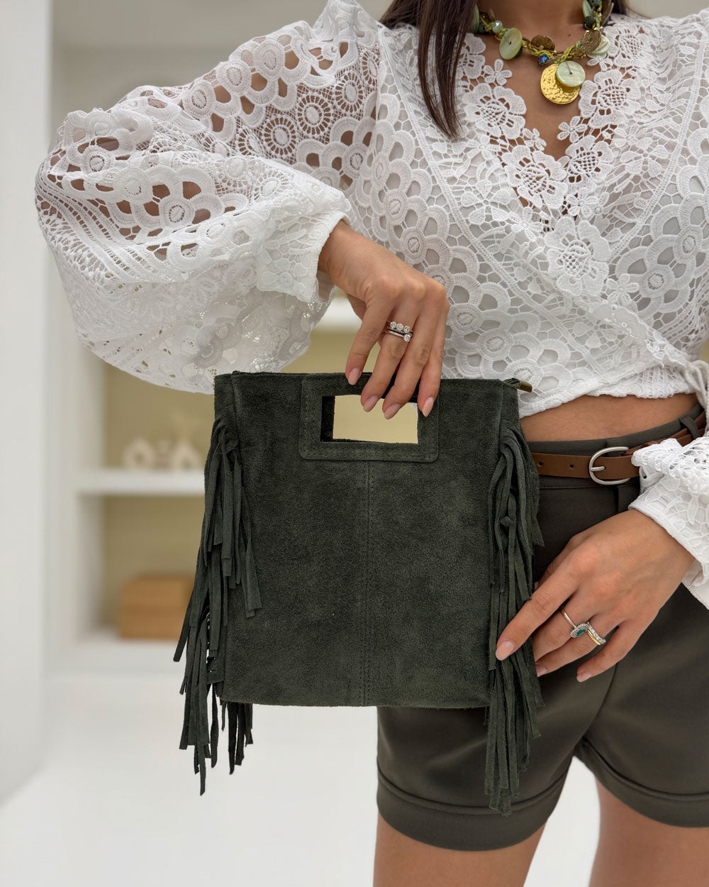 Borsa frange Maluma Verde