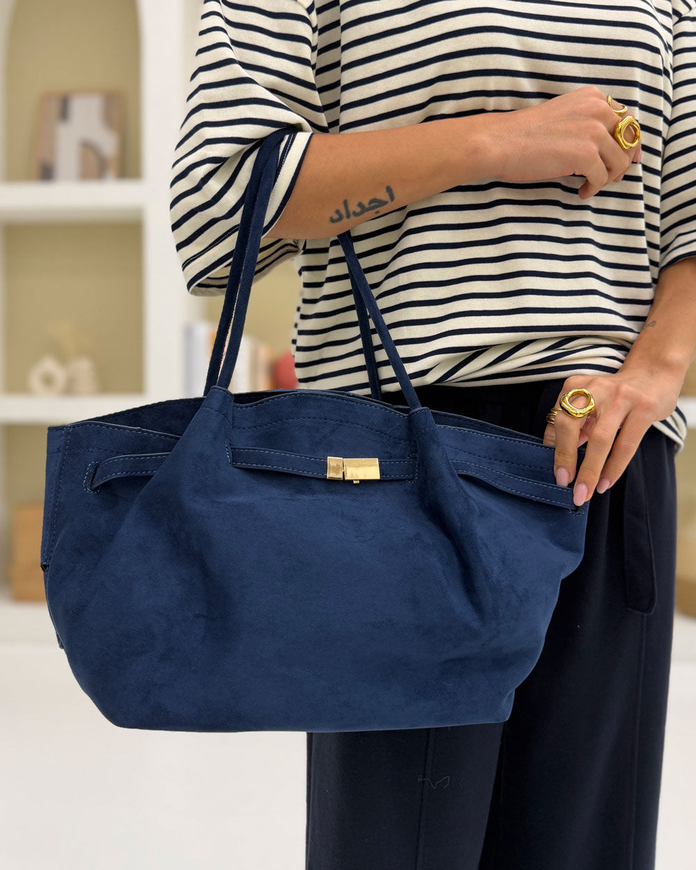 Borsa Annalisa suede Blu