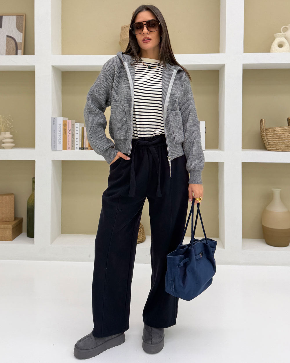 Borsa Annalisa suede Blu