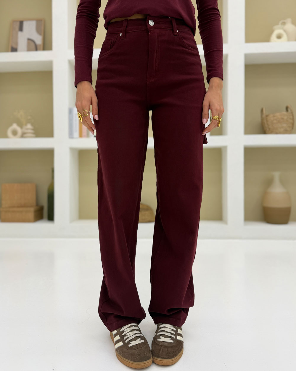 Jeans wide ballon 8948-1 Bordeaux