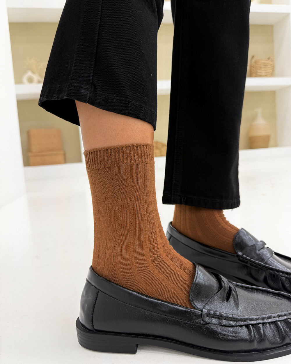 Calzini basic coste Marrone