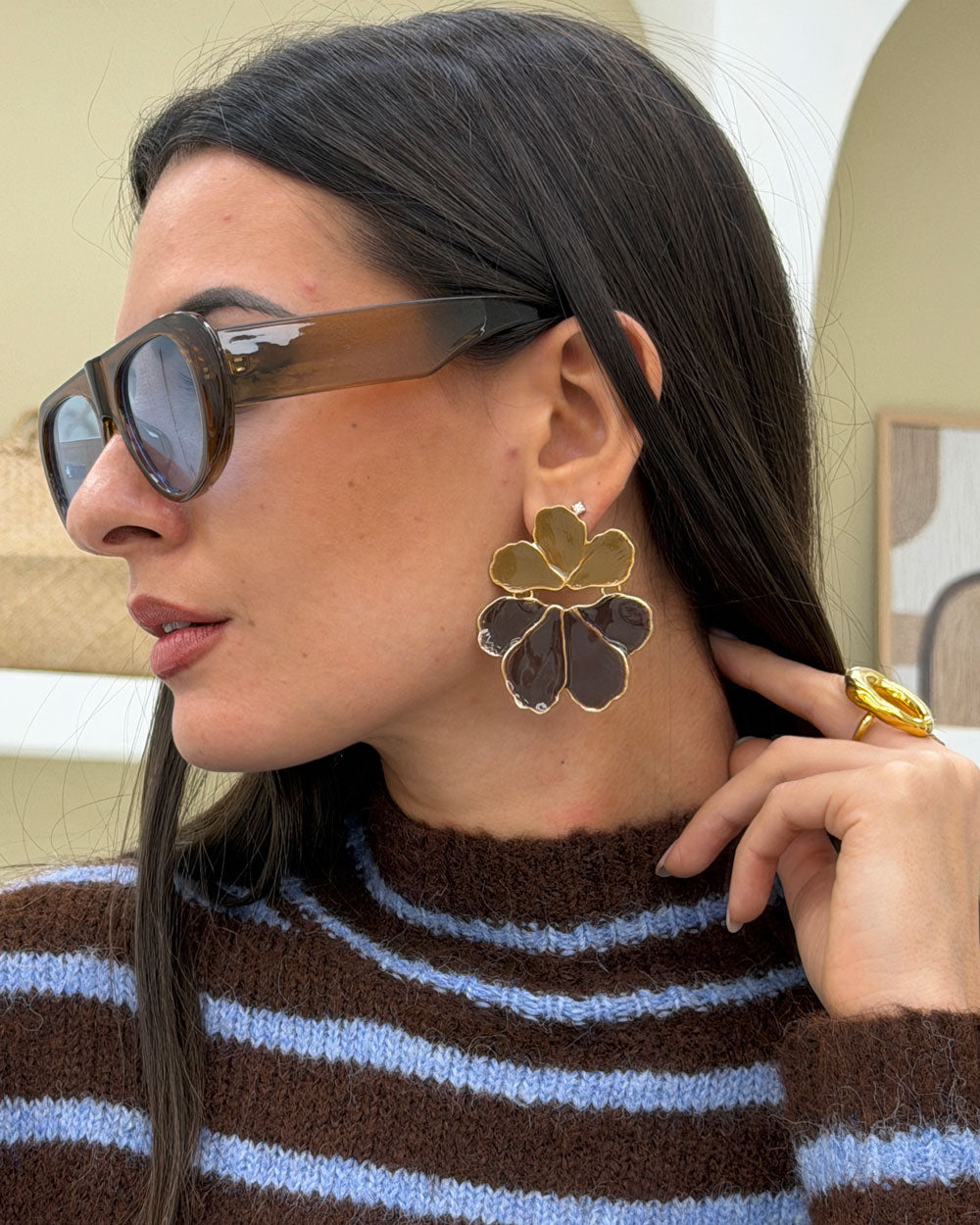 Orecchini Fauna Marrone