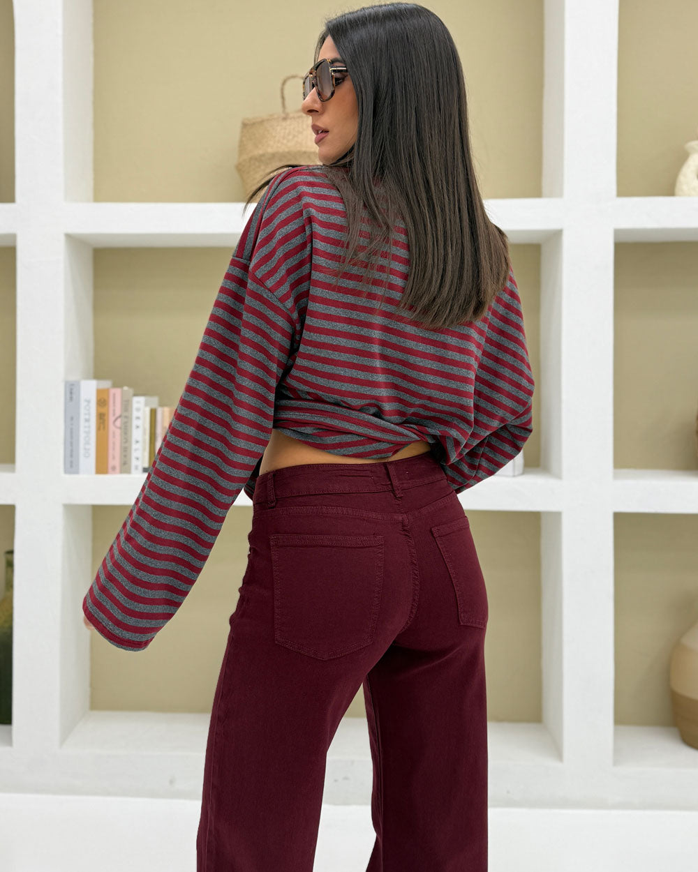 Maglia Greg righe Bordeaux