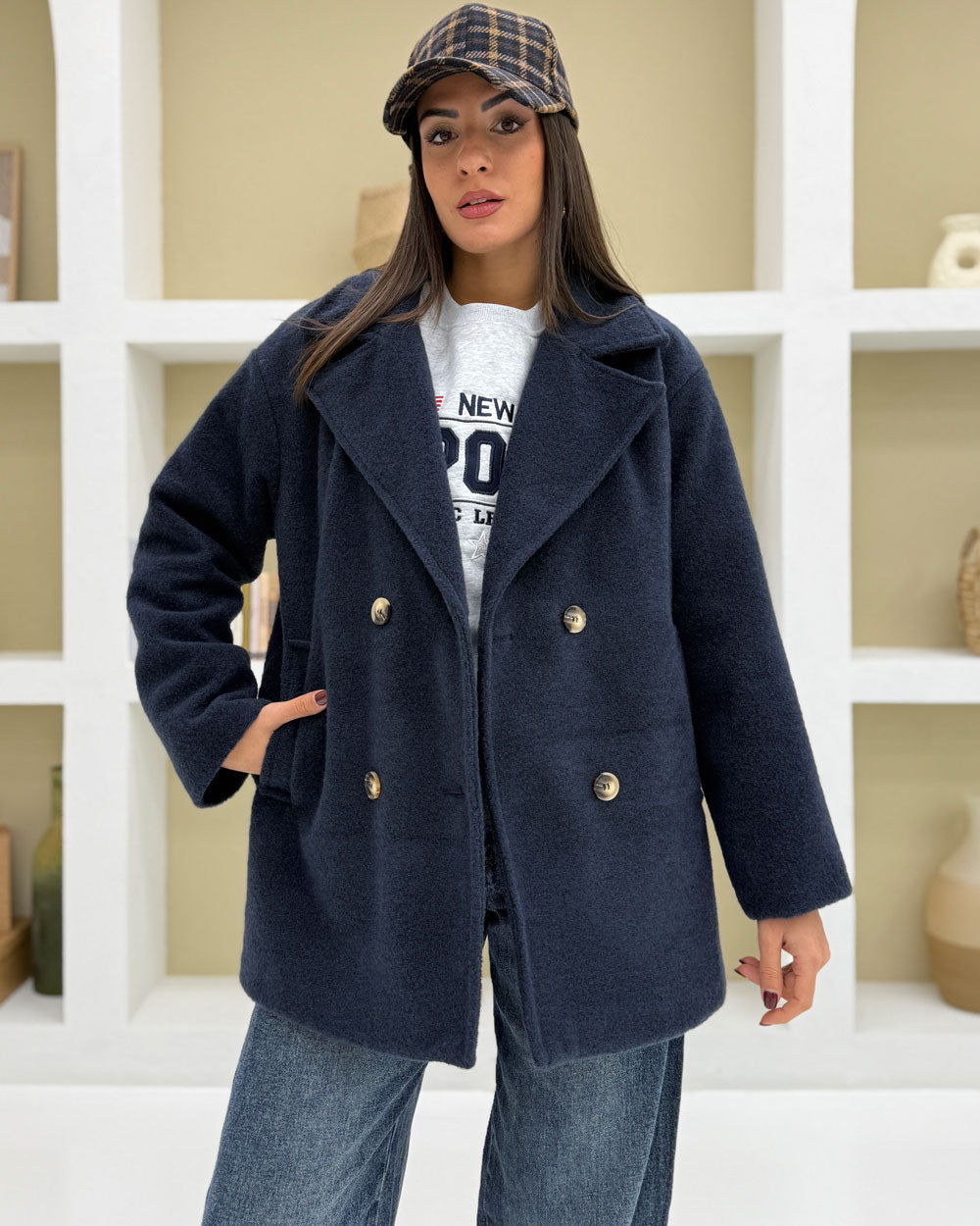 Cappotto corto doppiopetto DOREMI Blu