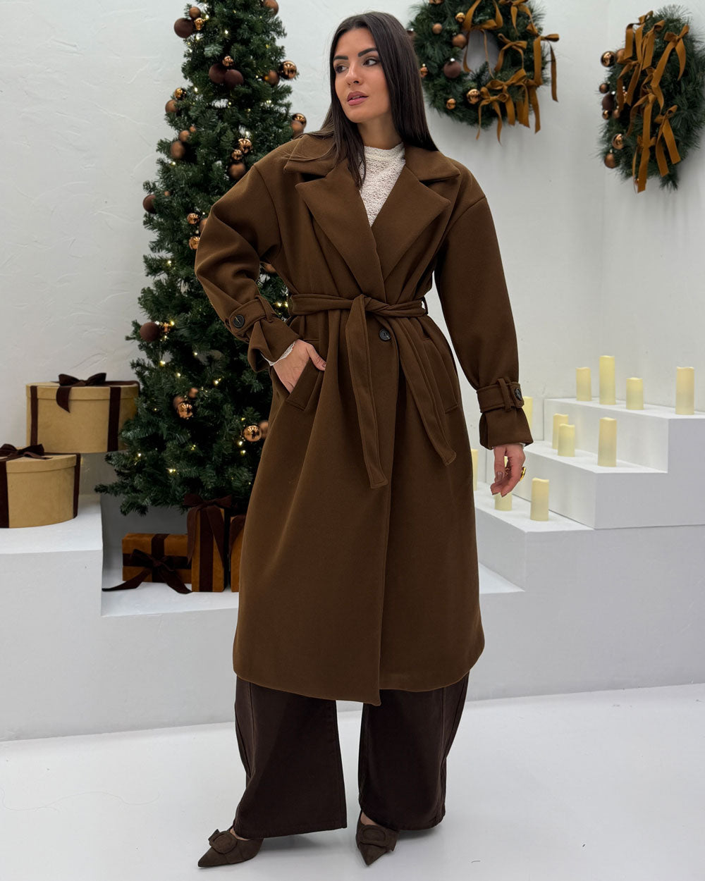 Cappotto 100%MISTO LANA Marrone