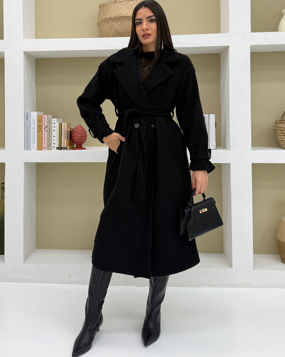 Cappotto 100%MISTO LANA Nero