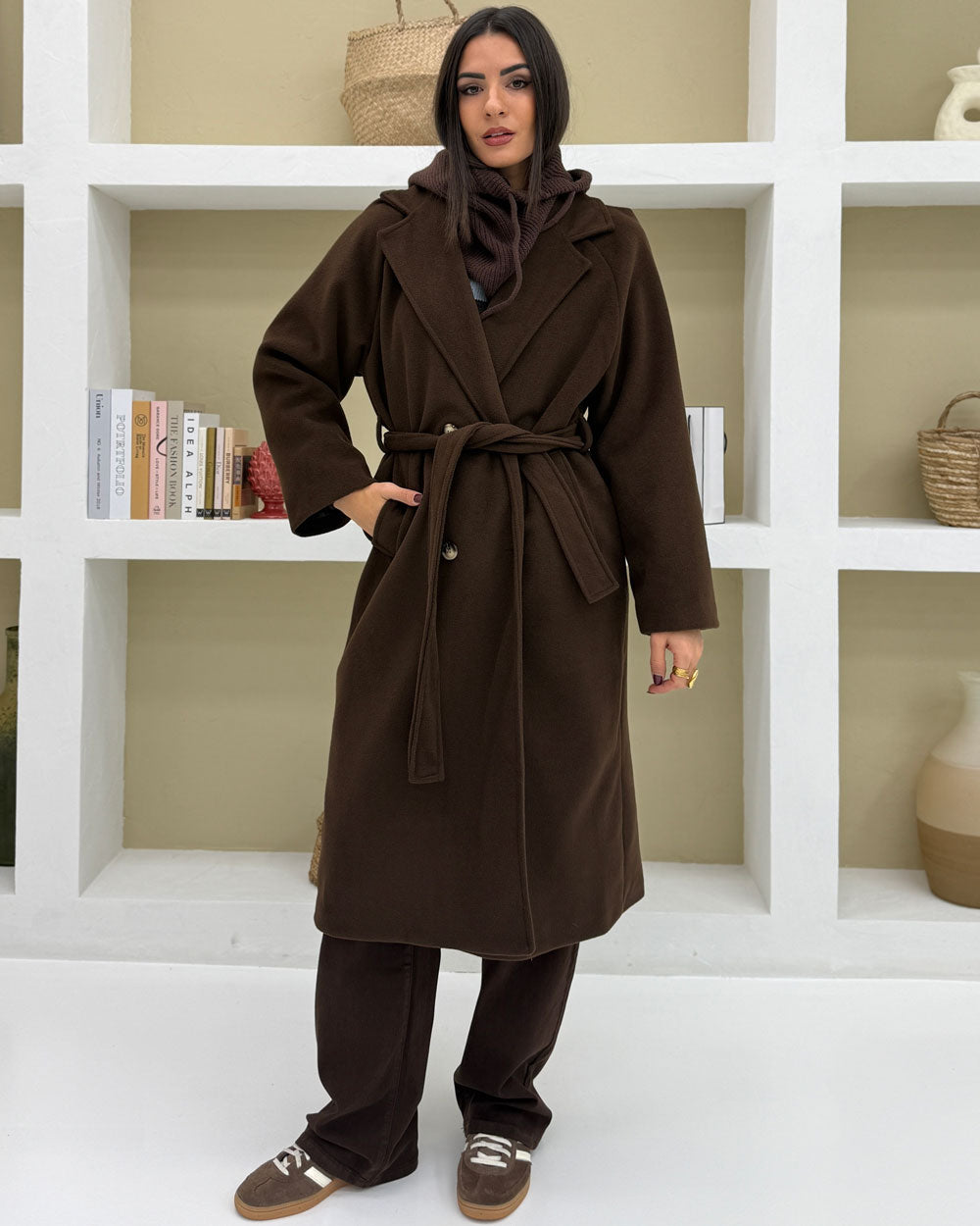 Cappotto revers\cintura Marrone
