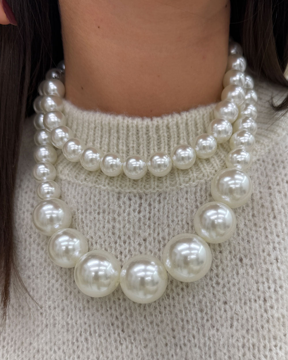 Collana Perline Colorate Bianco