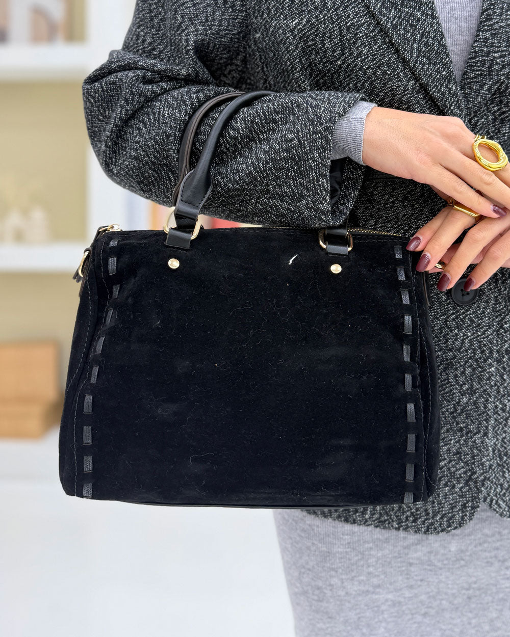 Bauletto Suede inserti Nero