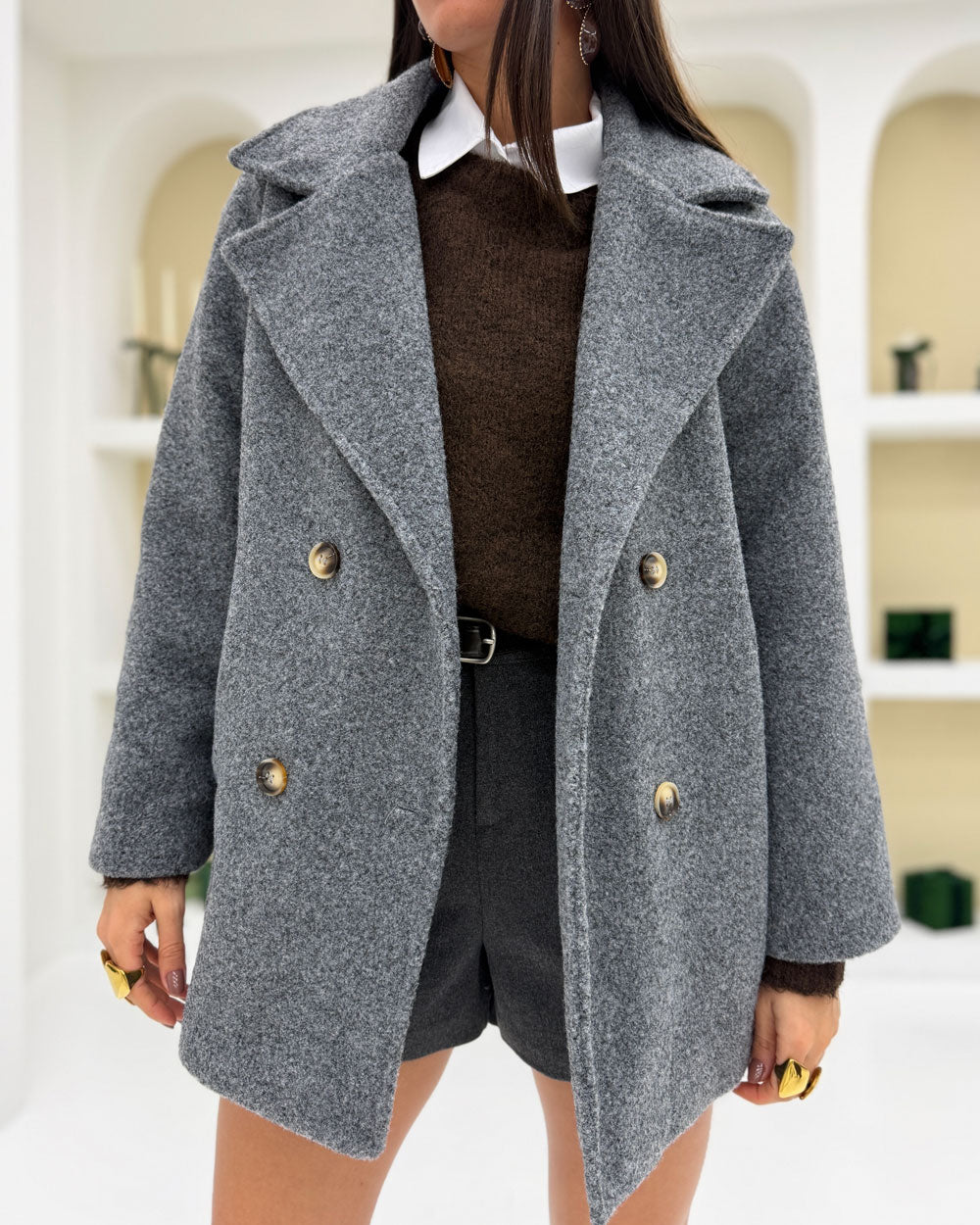 Cappotto corto doppiopetto DOREMI Grigio