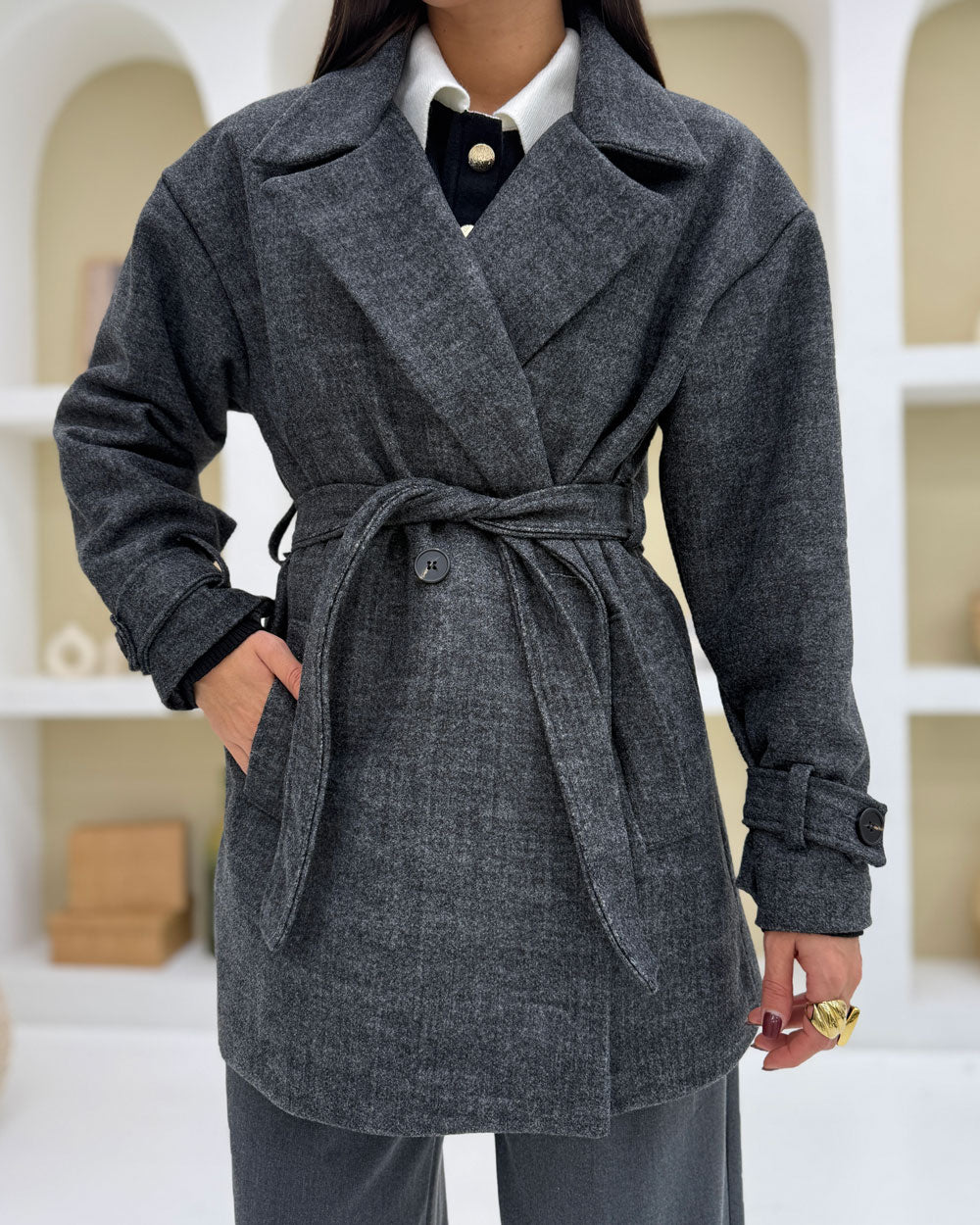 Cappotto CORTO 13381 Grigio