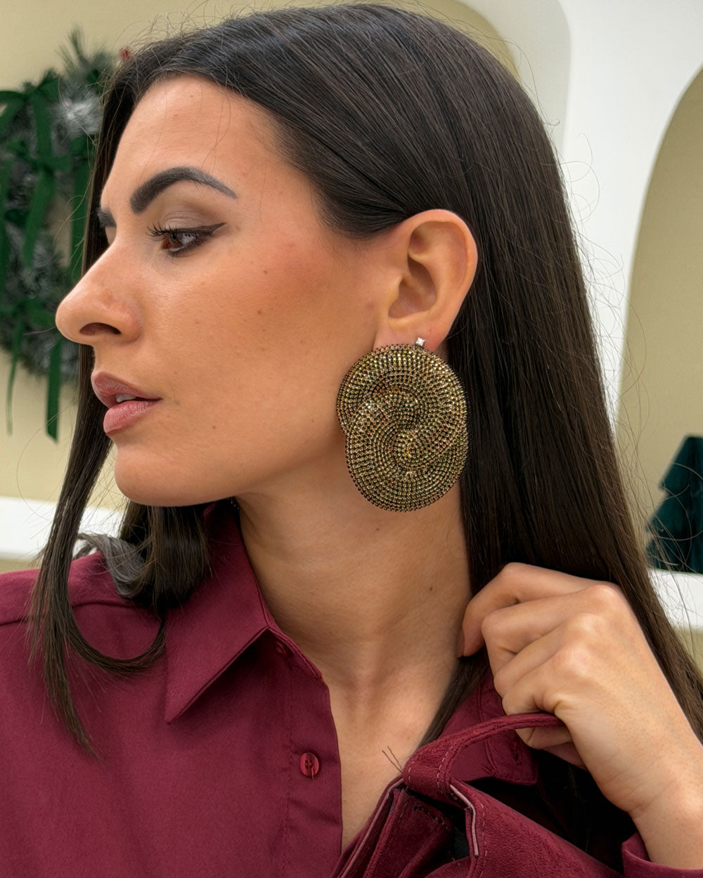 Orecchini Abbraccio strass Nero