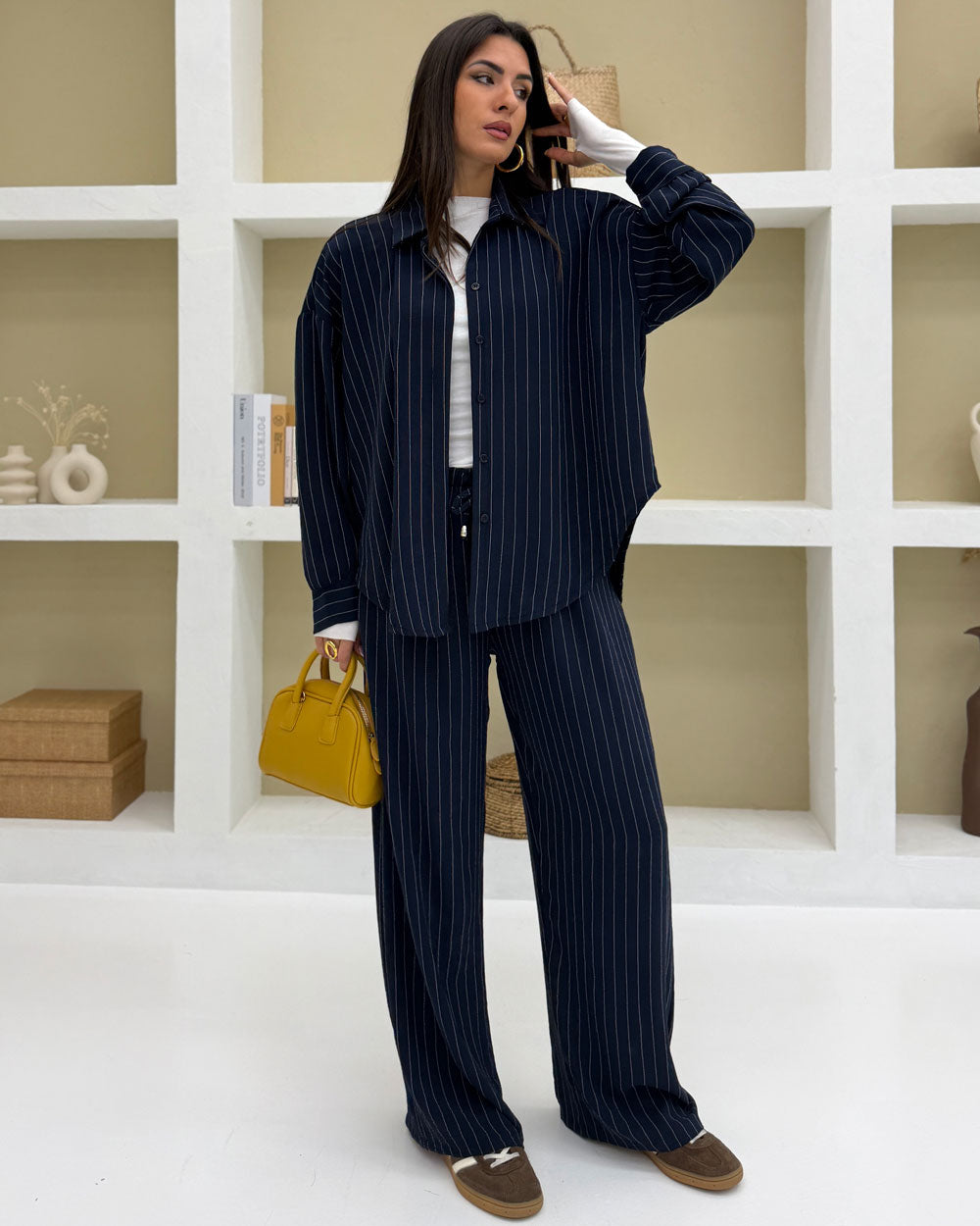 Coordinato righe sottili Blu