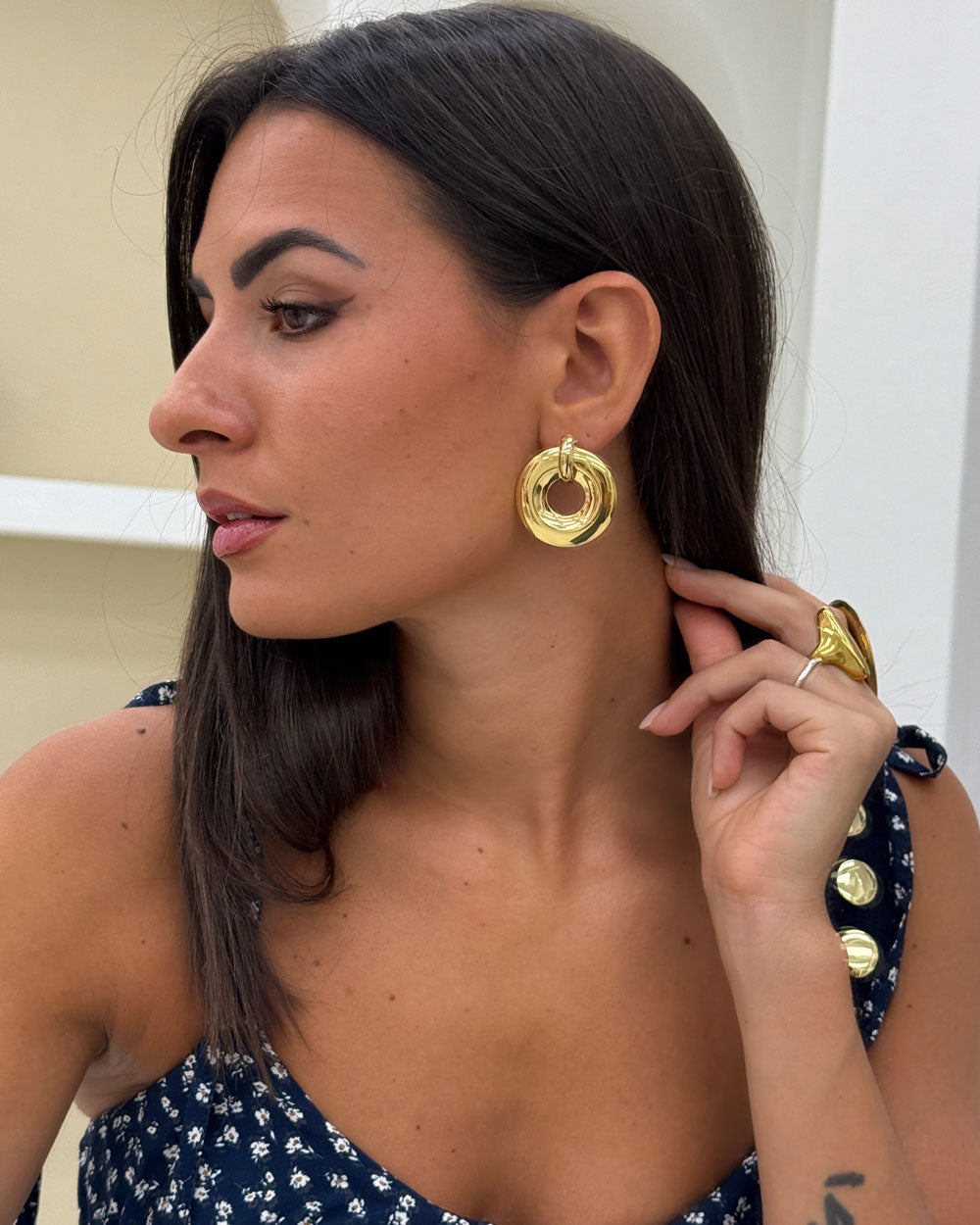 Orecchini disco anello Oro