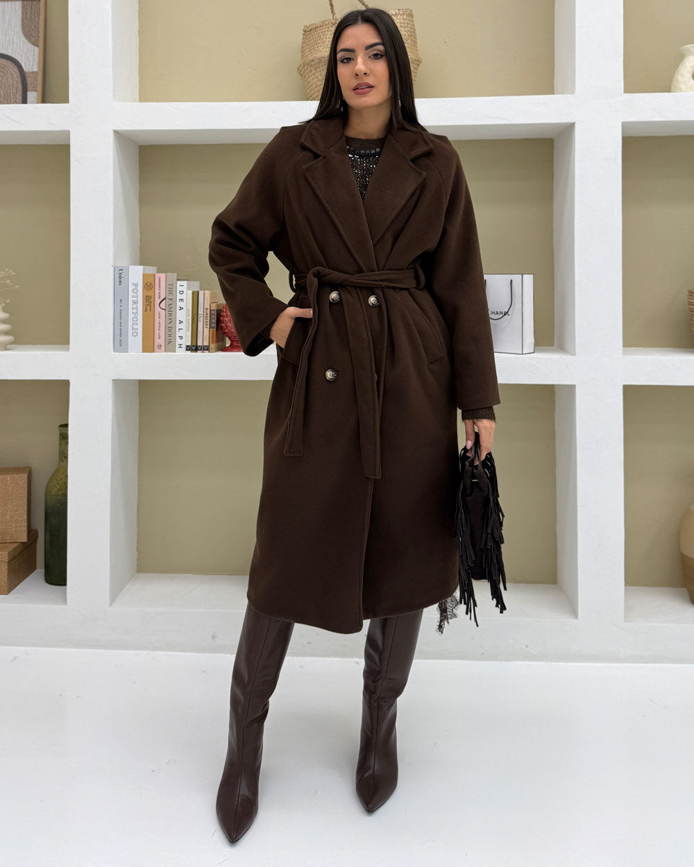 Cappotto revers\cintura Marrone
