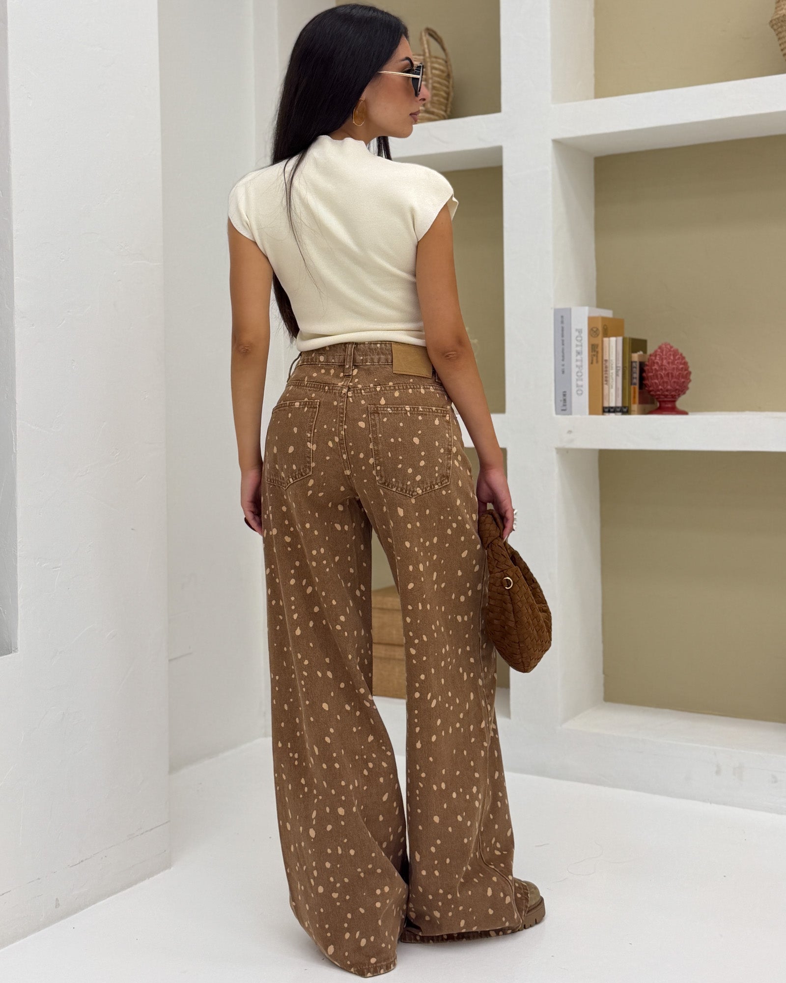 Jeans Wide Leg 22257 Marrone