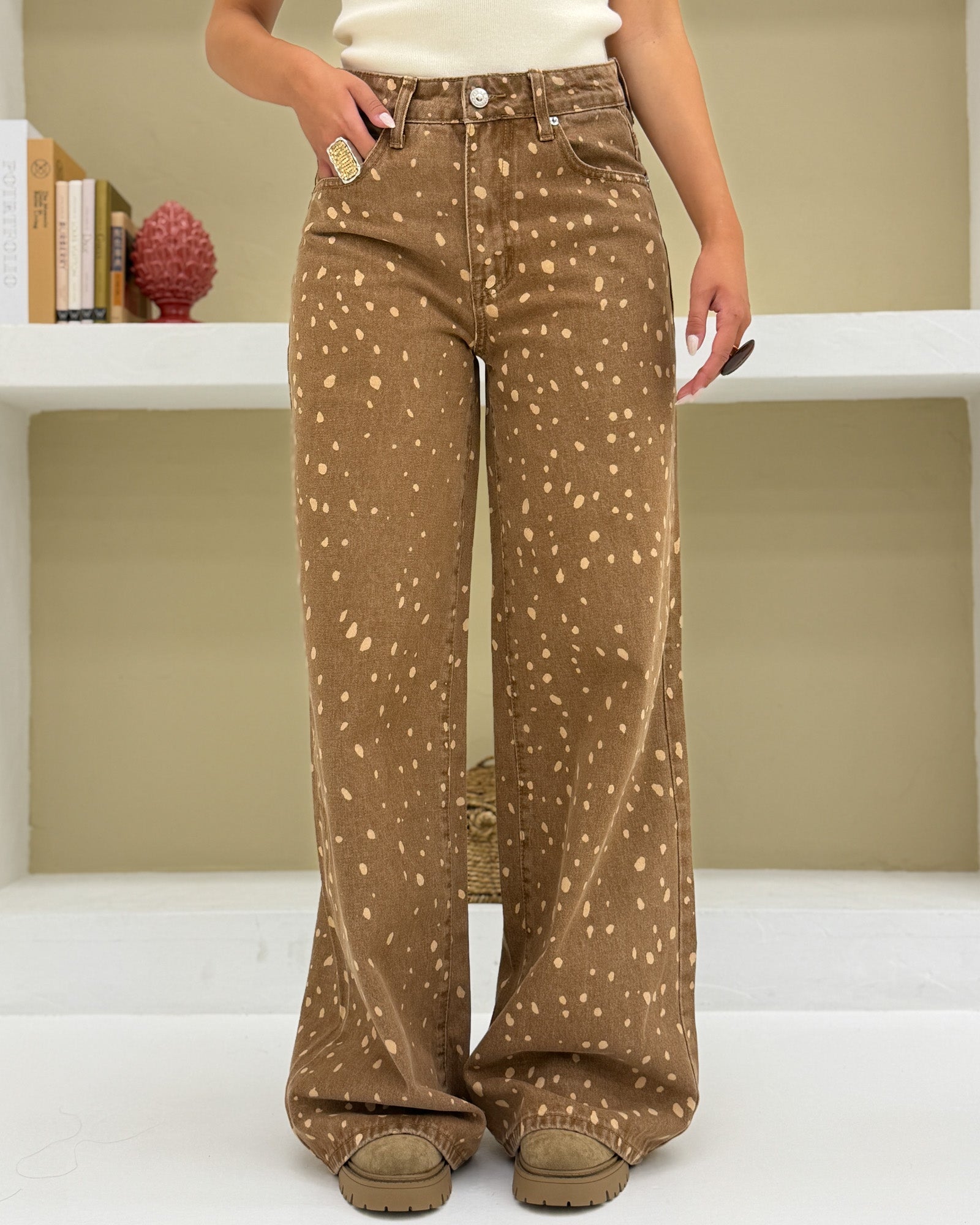 Jeans Wide Leg 22257 Marrone