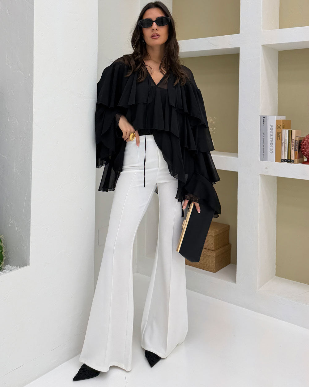 Pantalone bacchetta centrale 7069 Bianco