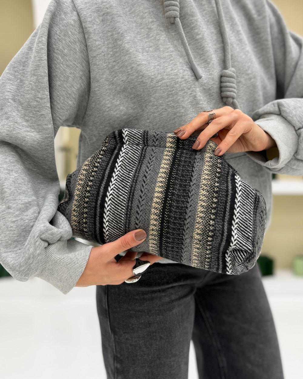 Borsa spigata BICOLOR Nero