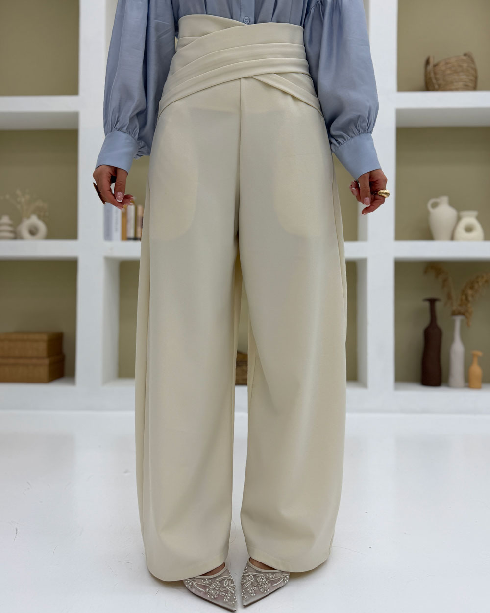 Pantalone fascione Beige