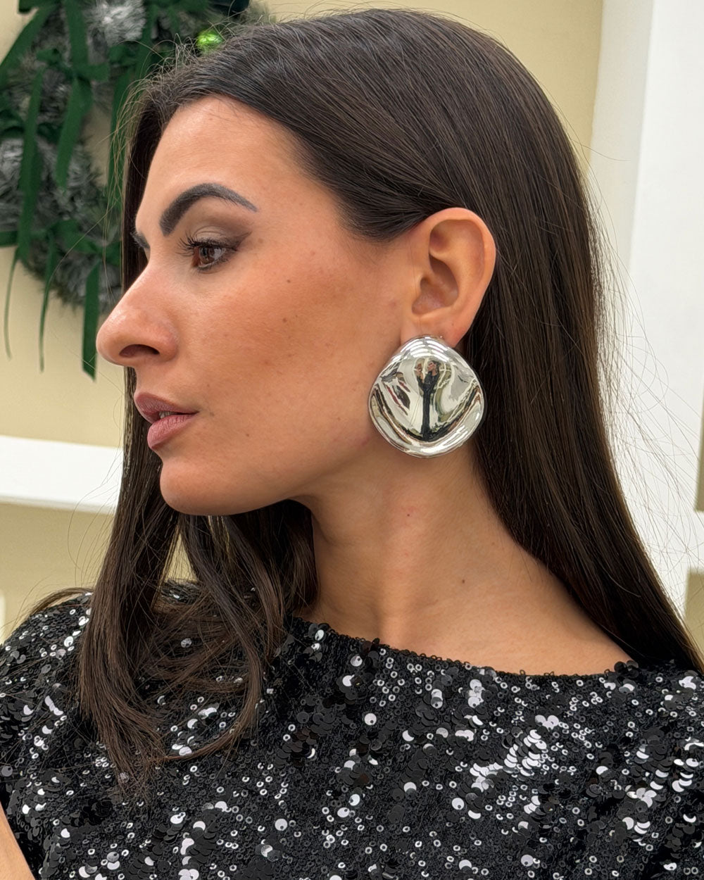 Orecchini scudo piatto Argento