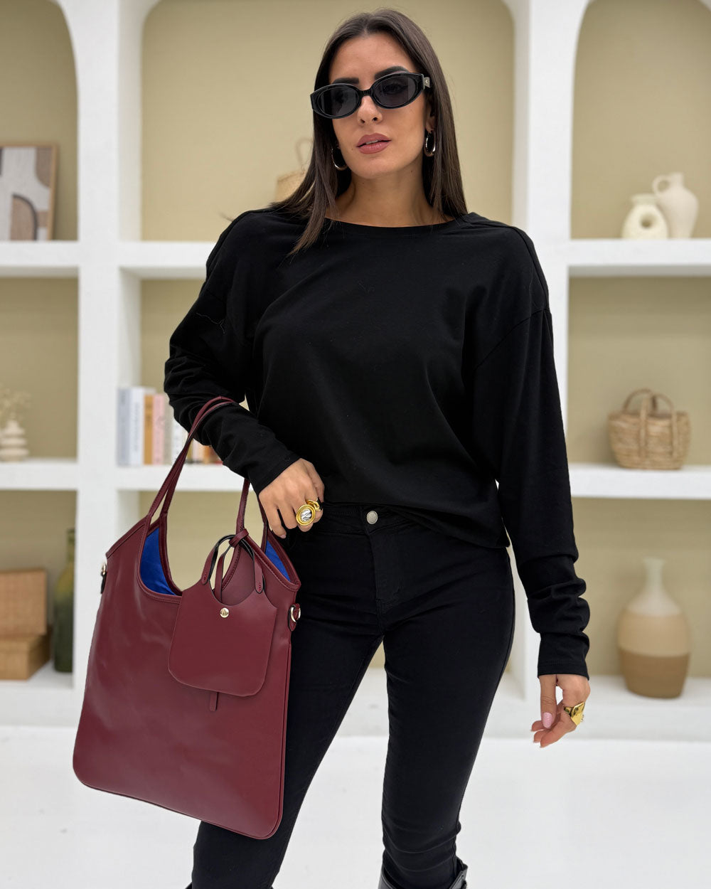 Borsa Midium Tote Bordeaux