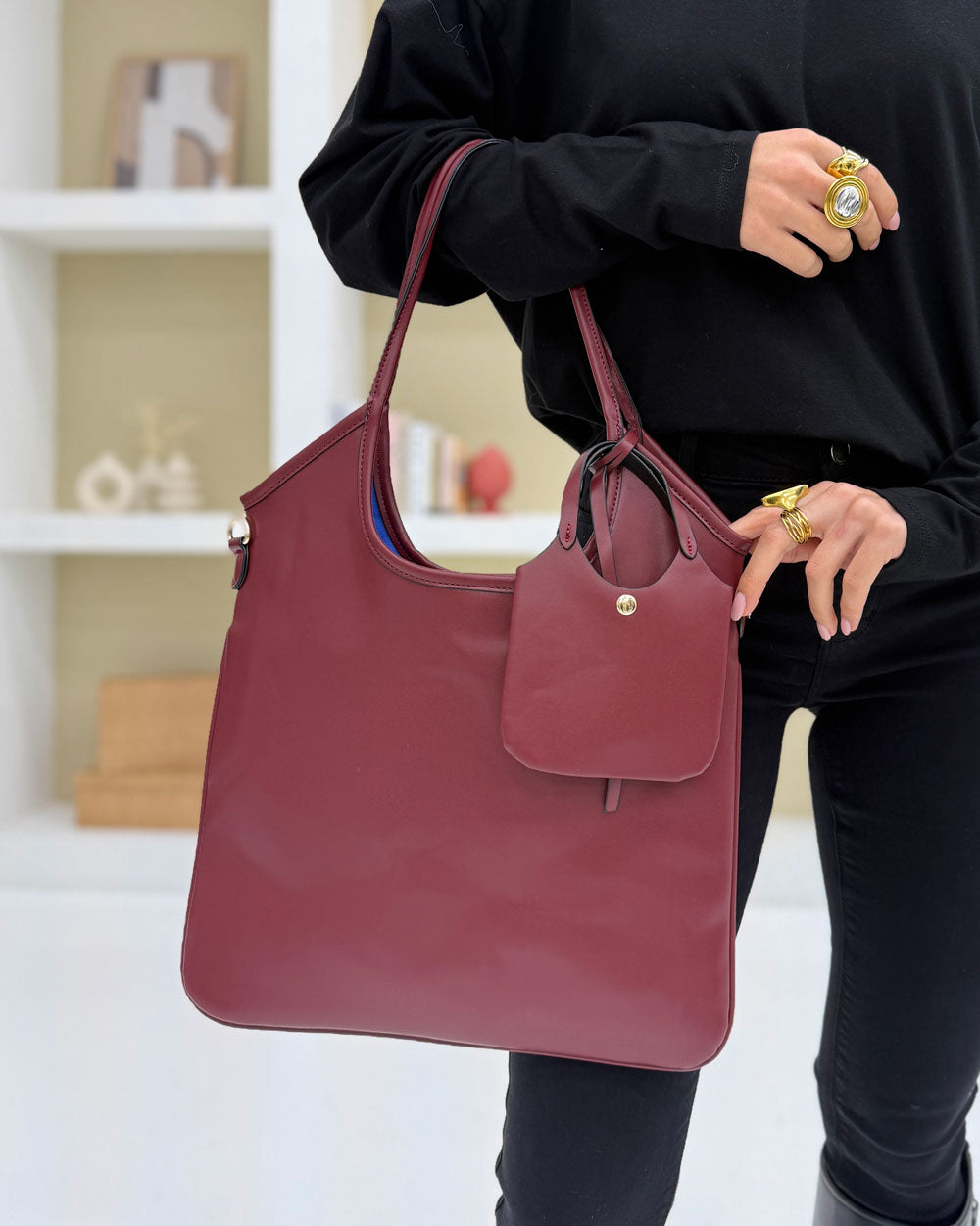 Borsa Midium Tote Bordeaux