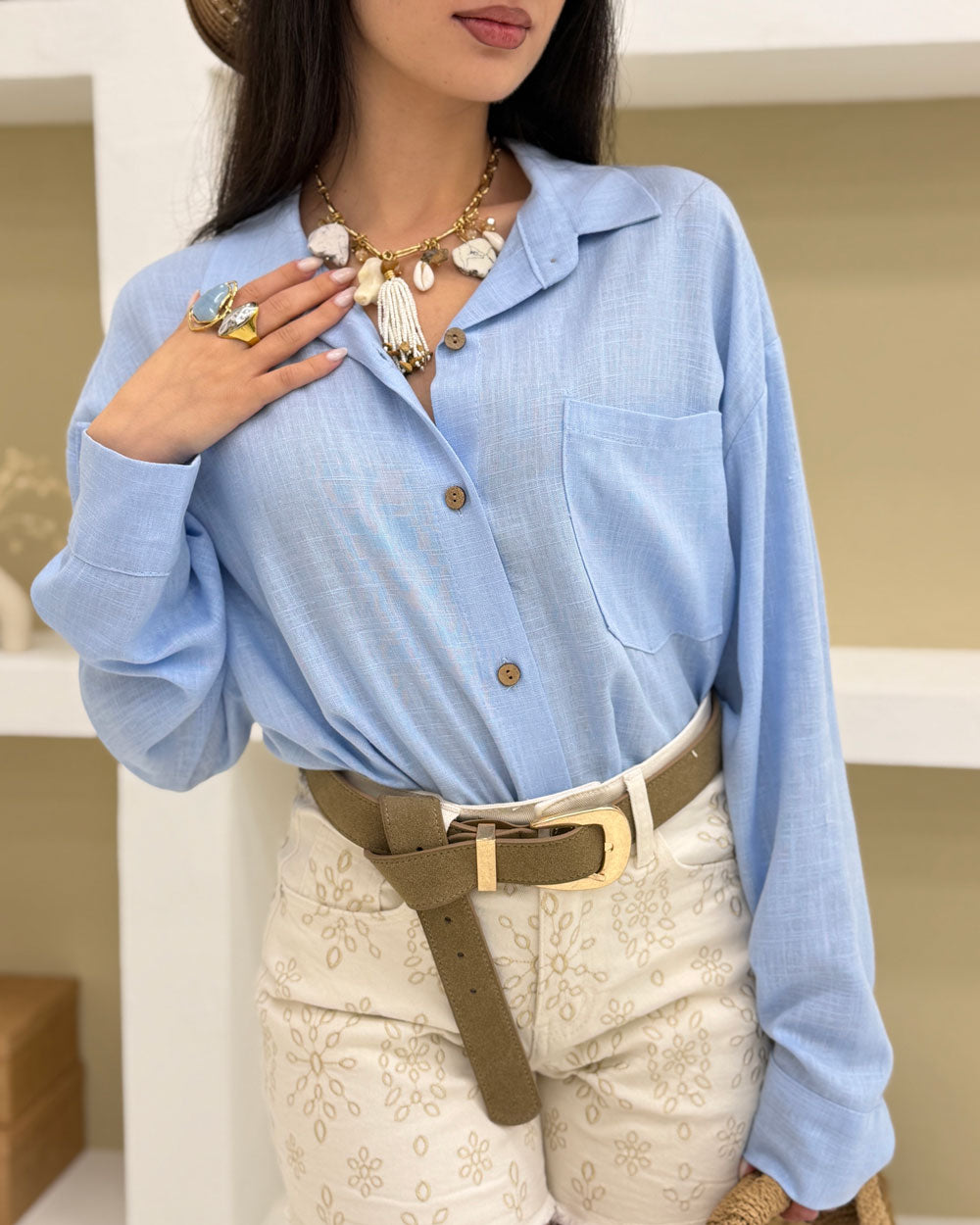 Camicia Beverly Celeste