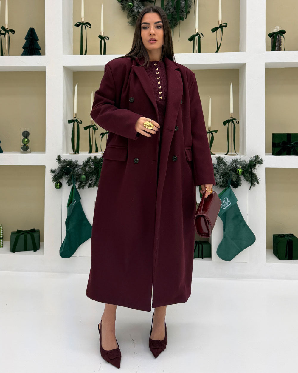 Cappotto cintura RETRO Bordeaux