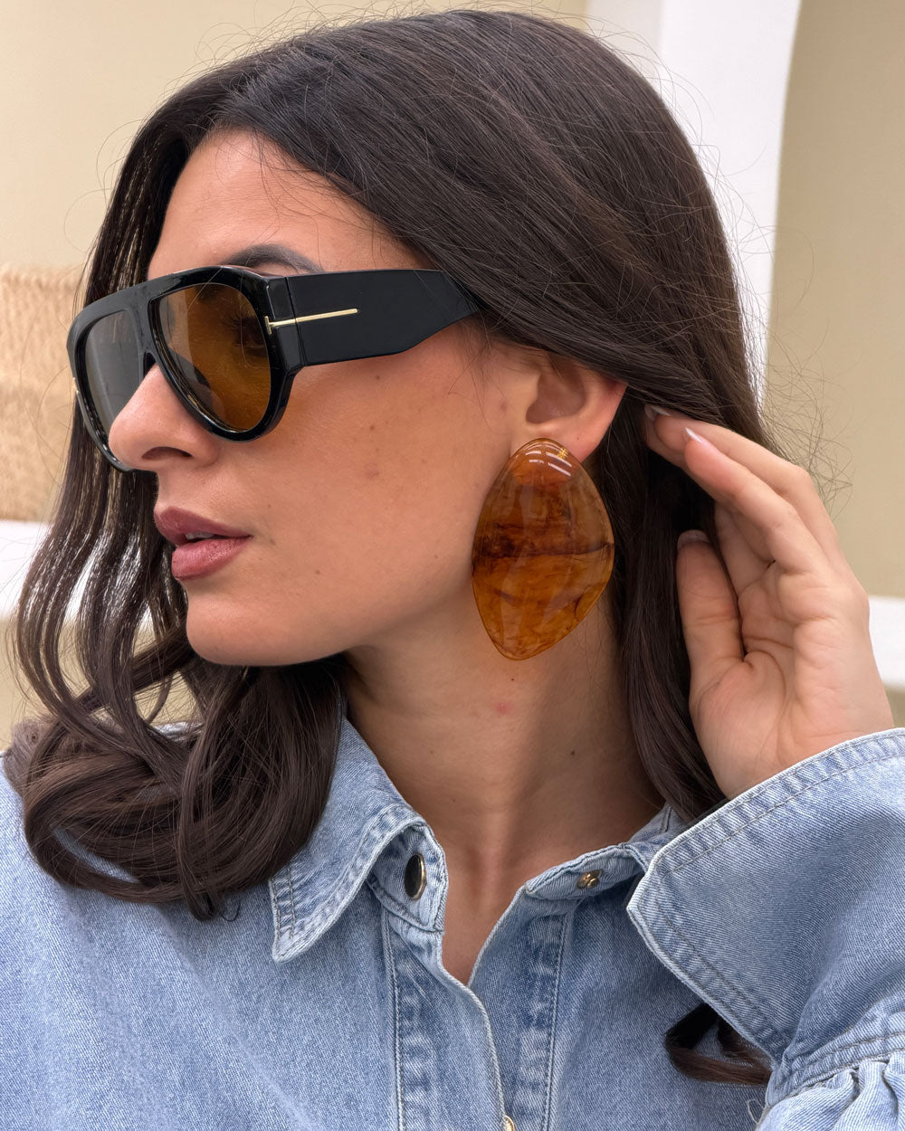 Orecchini Shield Marrone