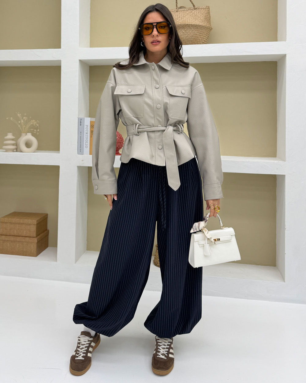 Giacca ecopelle anni 80' Grigio