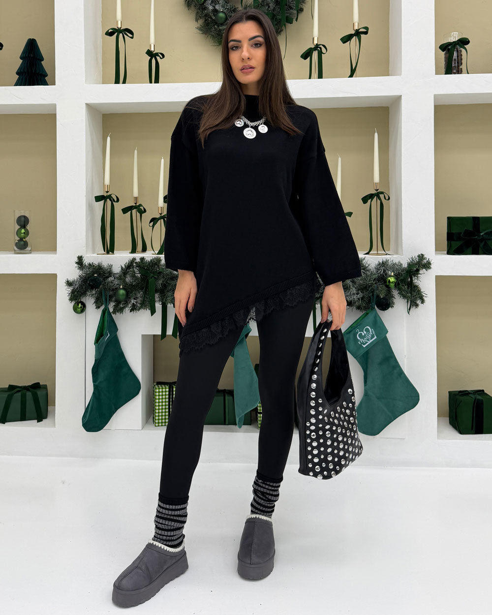 Borsa sacchetto BORCHIE Nero