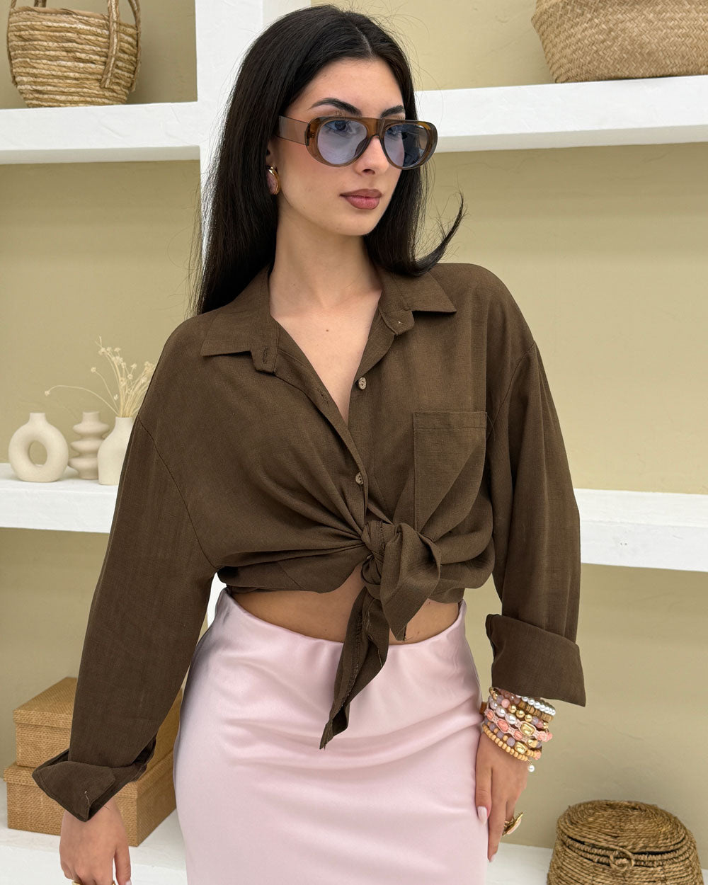 Camicia Beverly Marrone