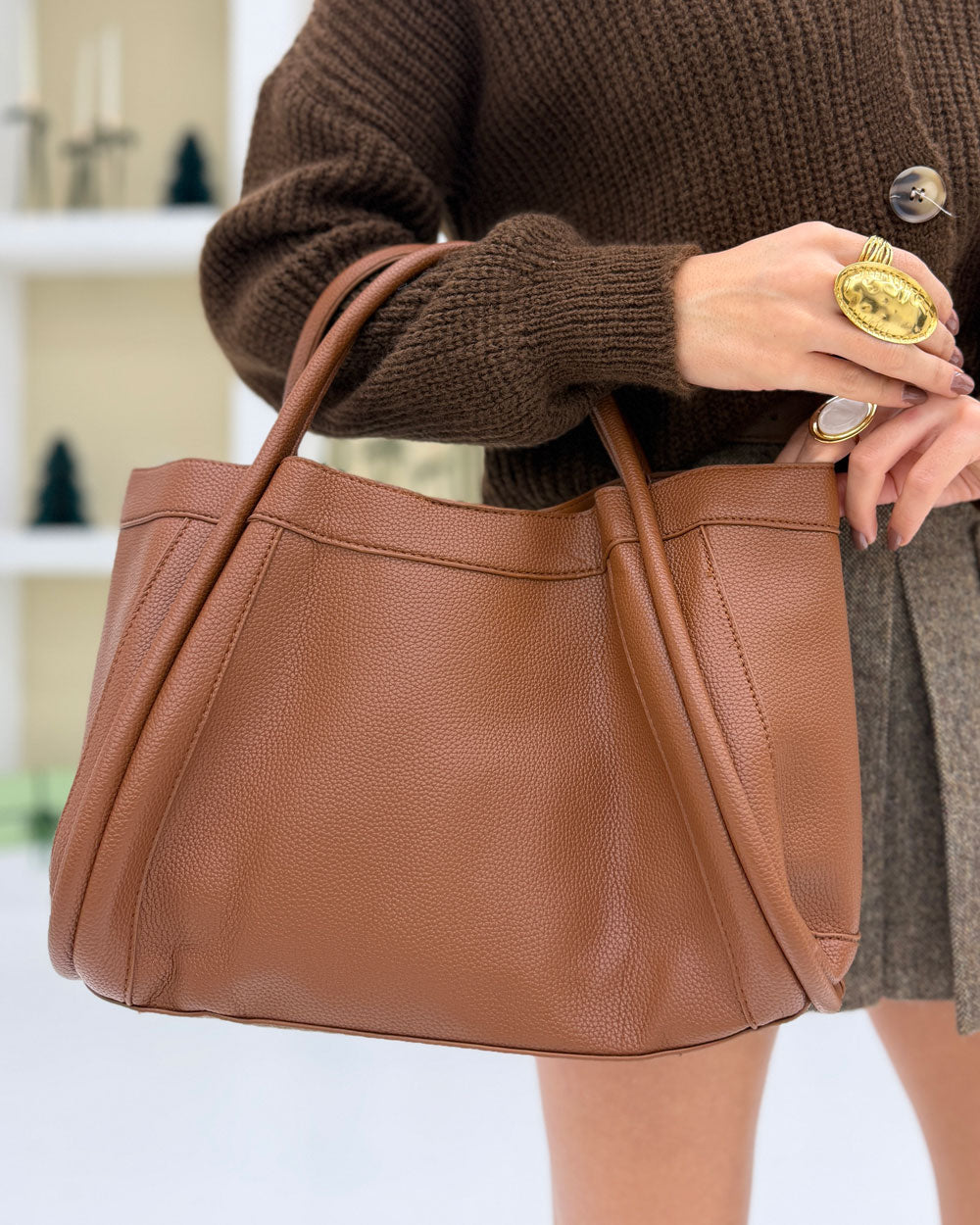 Borsa eff pelle martellato Cuoio