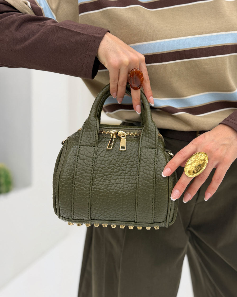 Borsa Bauletto Borchie Verde