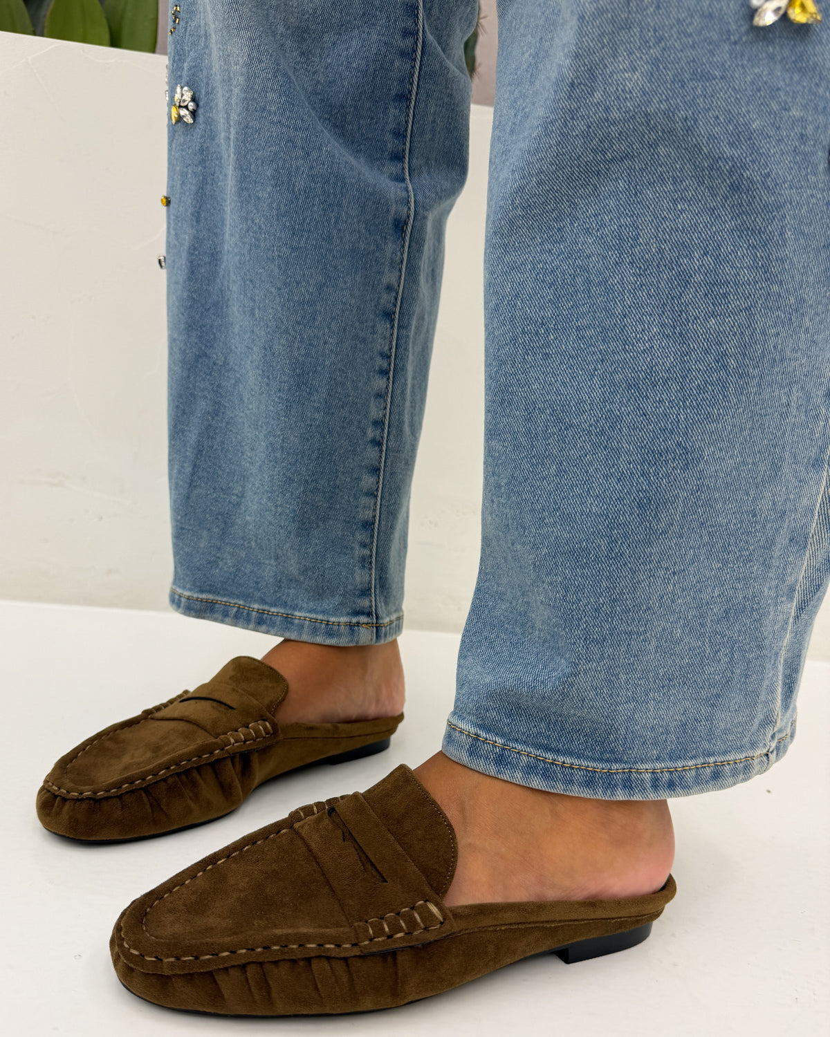 Mules\mocassino scamosc. Beige