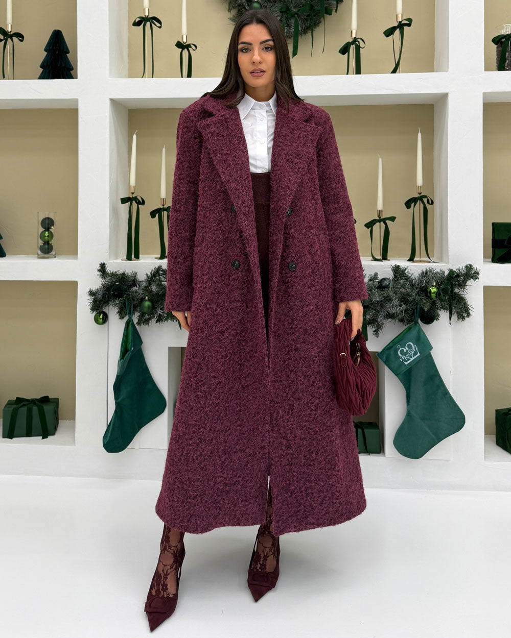 Cappotto bouclé DOREMI Bordeaux