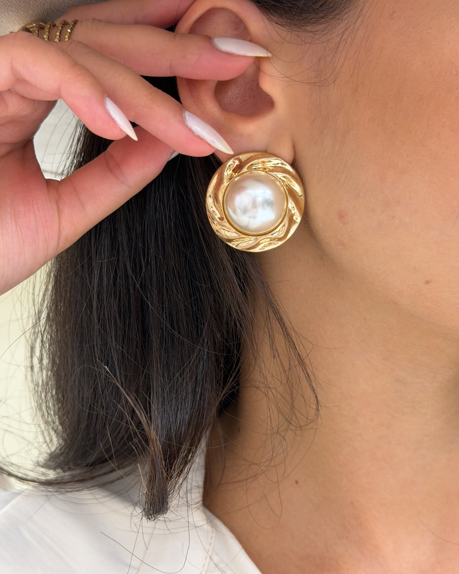 Orecchini Cerchio Perla Oro