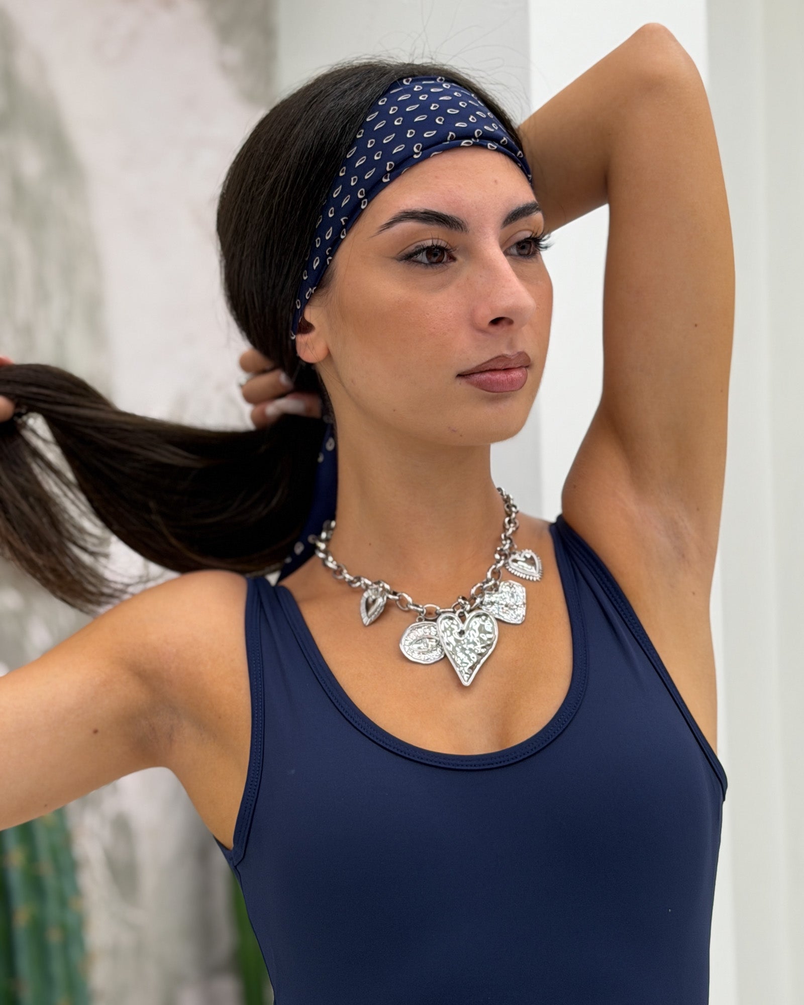 Foulard Satin Art Decò Blu