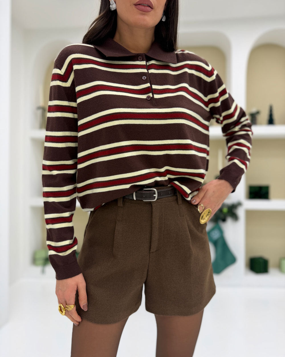 Shorts pesante 259878 Marrone