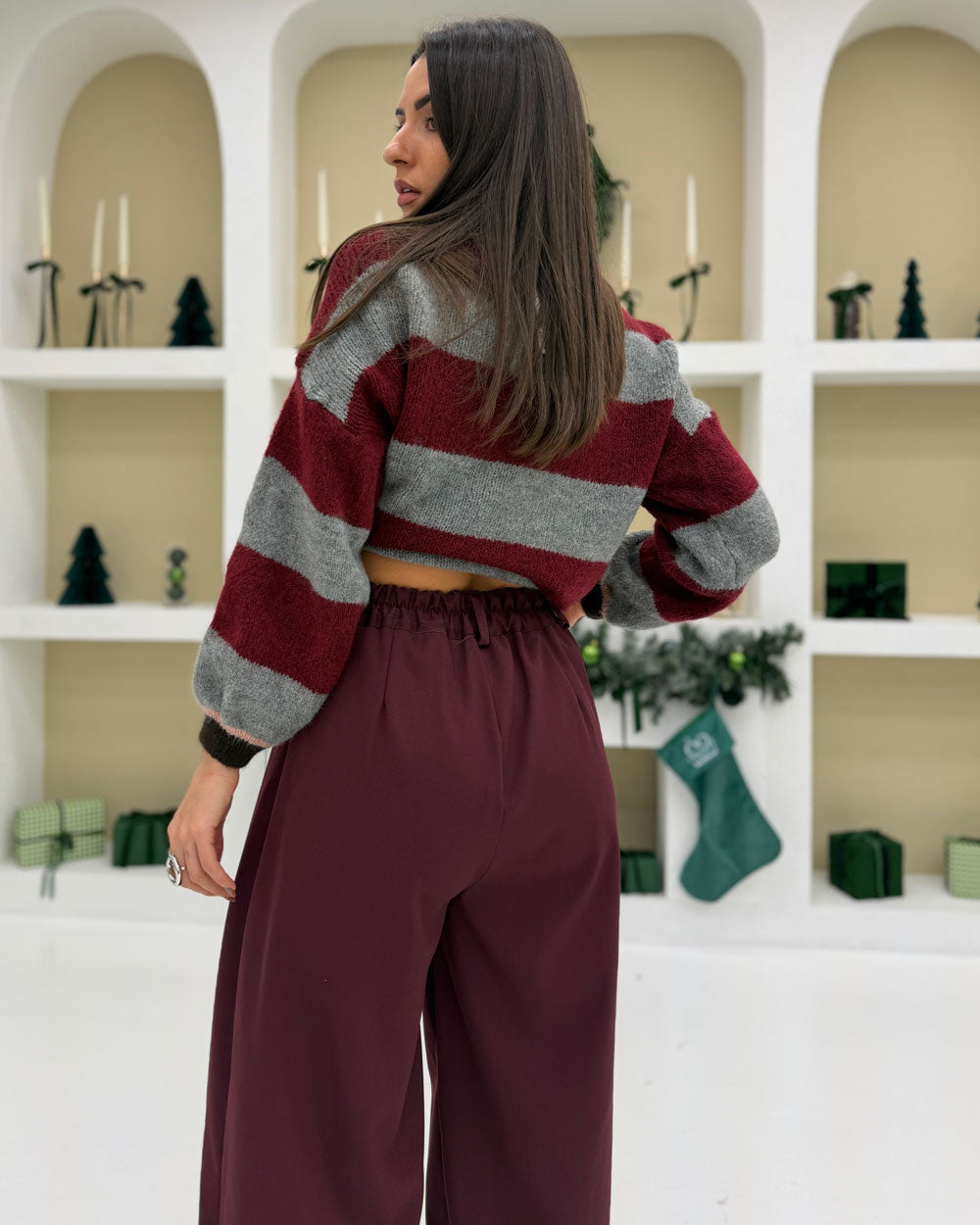 Pantalone 2bottoni trasversali Bordeaux