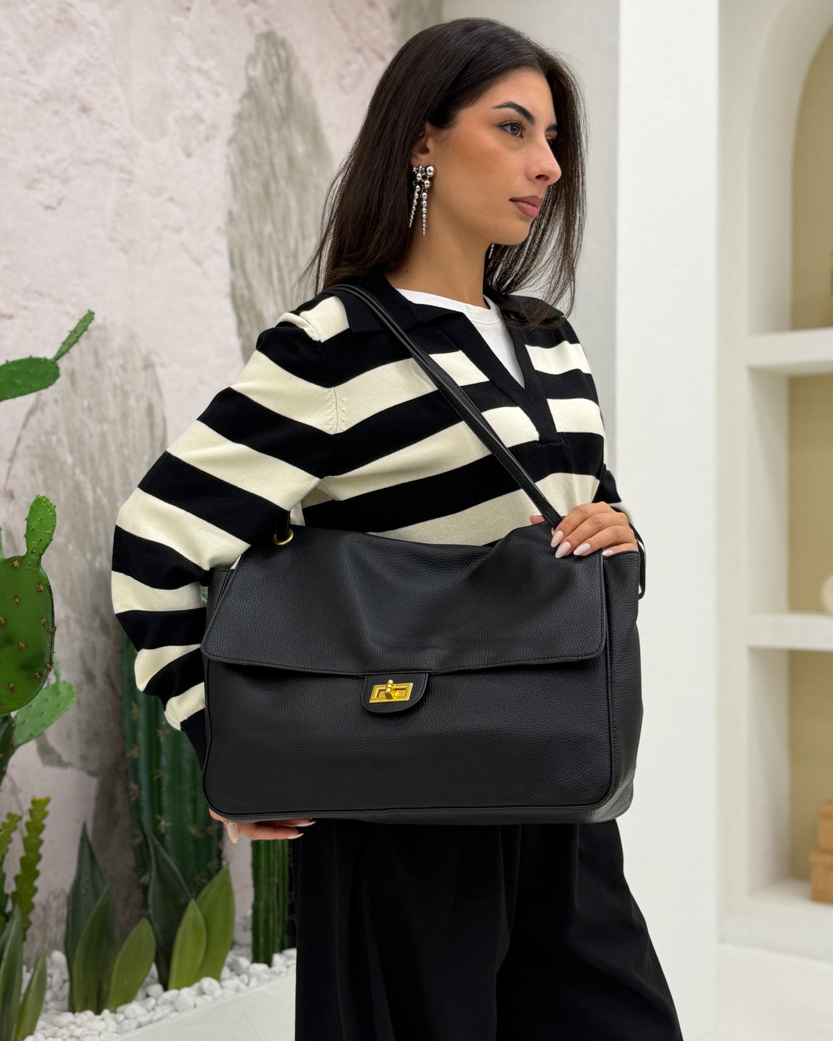 Borsa Maxi Ecopelle Nero