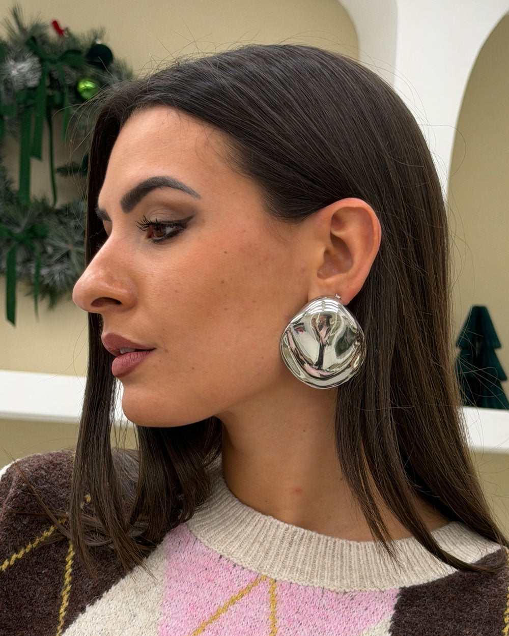 Orecchini scudo piatto Argento